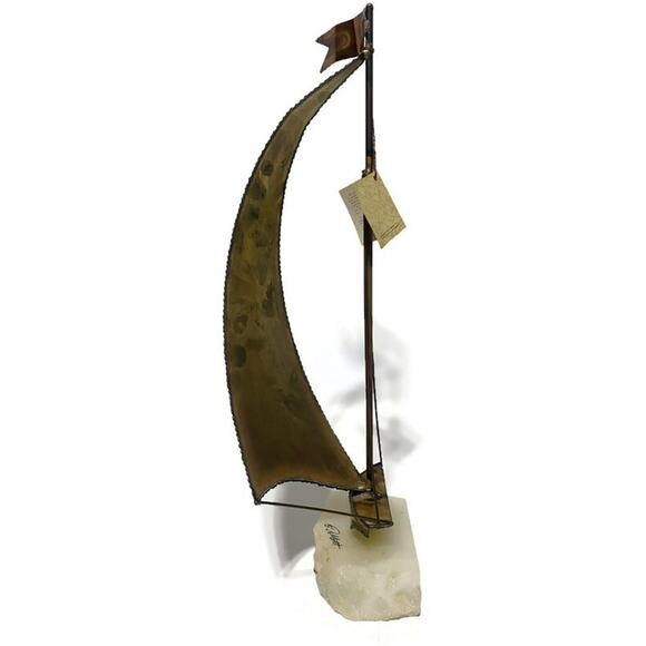 De Mott Sailboat Single Sale On Onyx Base 15 Inches High New With Tag - Picture 7 of 8